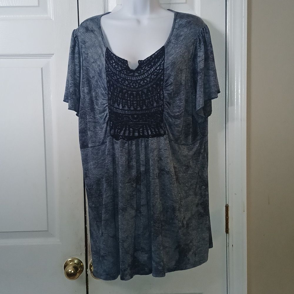 Style & Co  blue white casual tunic short sleeves  Sz 2X  NWOT